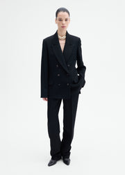 Textured Tuxedo Blazer in Virgin Wool - Black - CO Collections